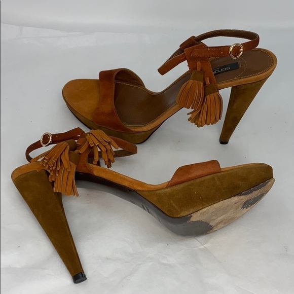 Sergio Rossi Sz 39.5 Suede Brown/Rust High Heels - Picture 3 of 14